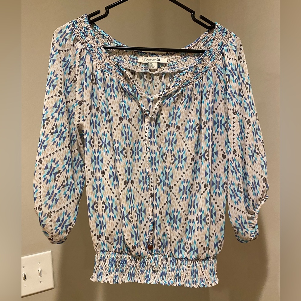 Blue Aztec Blouse